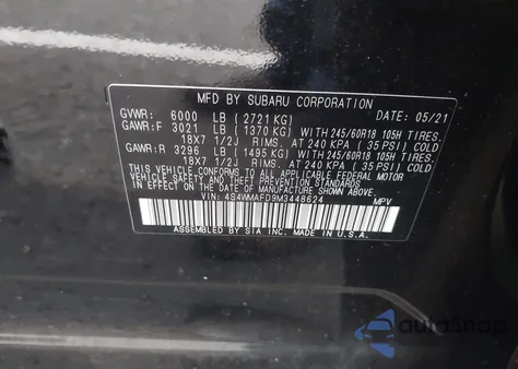 2021 Subaru Ascent Premium z USA, uszkodzony, nr VIN 4S4WMAFD9M3448624